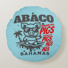 Bahamas Souvenir Gift: Abaco Bahamas Swimming Gris Rund Kudde