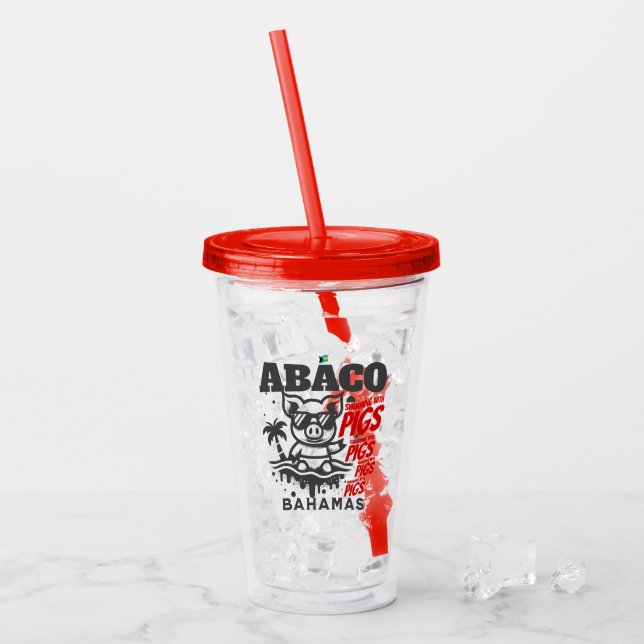 Bahamas Souvenir Gift: Abaco Bahamas Swimming Gris Take Away Mugg (Framsida Ice)