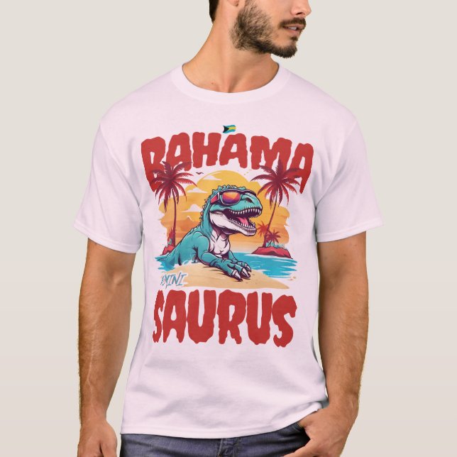 Bahamas Souvenir Gift: Bimini Bahama Saurus T-Rex T Shirt (Framsida)