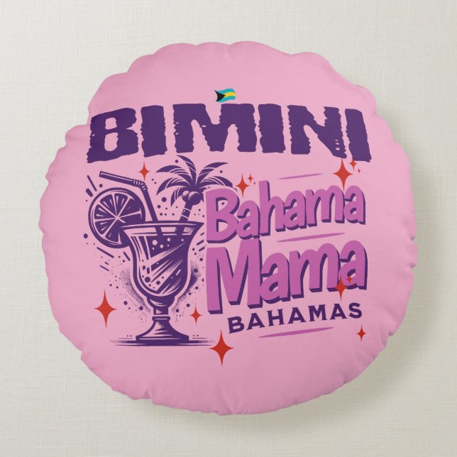 Bahamas Souvenir Gift: Bimini Bahamas Bahama Mamma Rund Kudde (Framsidan)