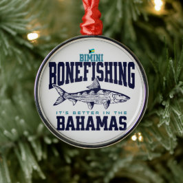 Bahamas Souvenir Gift: Bimini Bahamas Bonefishing Julgransprydnad Metall