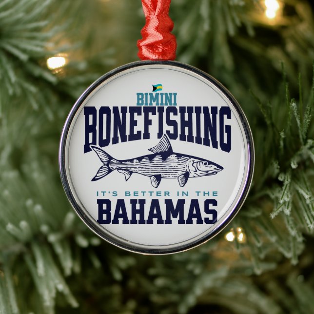 Bahamas Souvenir Gift: Bimini Bahamas Bonefishing Julgransprydnad Metall (Träd)