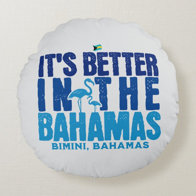 Bahamas Souvenir Gift: Bimini Bahamas Cruise Rund Kudde (Framsidan)