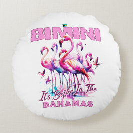 Bahamas Souvenir Gift: Bimini Bahamas Flamingo Rund Kudde