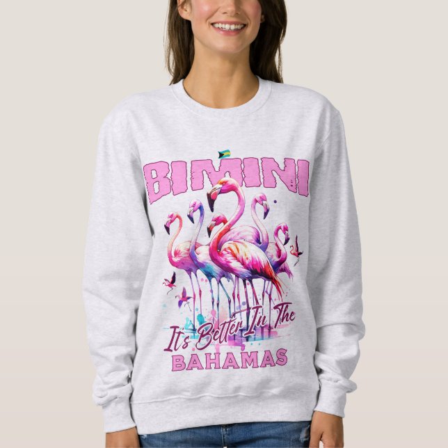 Bahamas Souvenir Gift: Bimini Bahamas Flamingo T Shirt (Framsida)