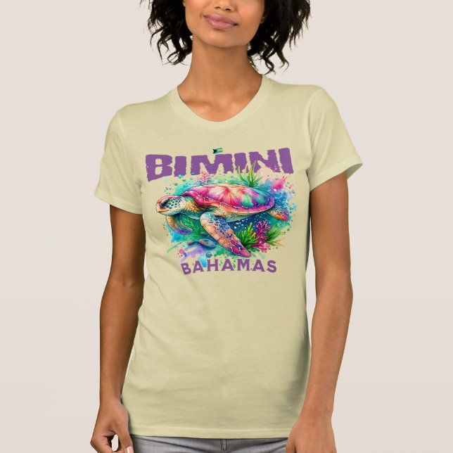 Bahamas Souvenir Gift: Bimini Bahamas Sea Turtle T Shirt (Framsida)