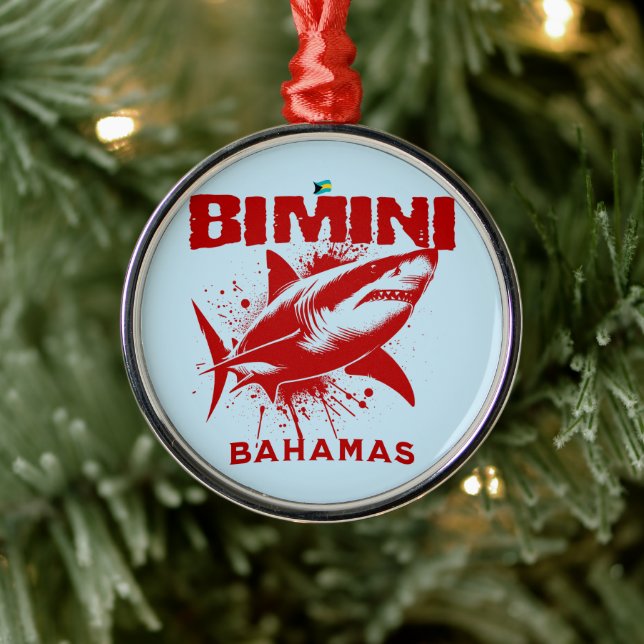 Bahamas Souvenir Gift: Bimini Bahamas Shark Fish Julgransprydnad Metall (Träd)