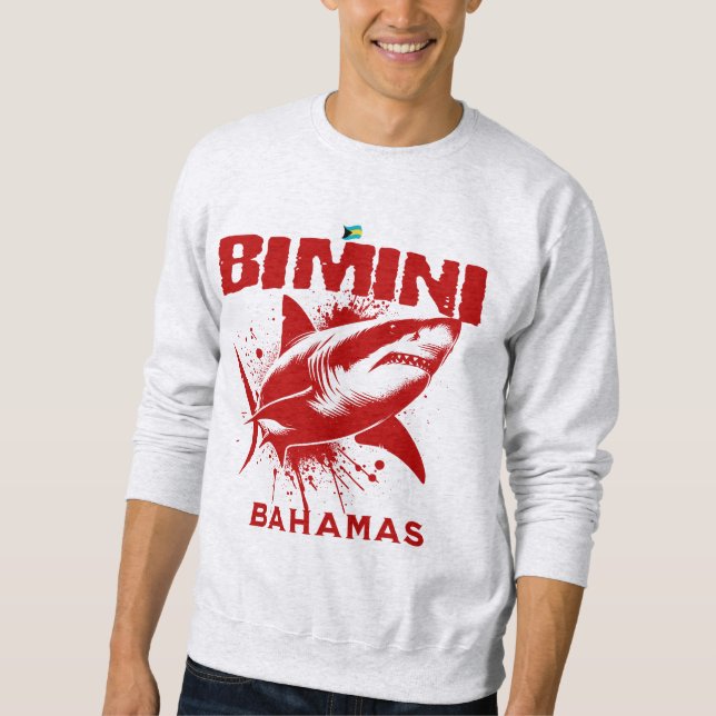 Bahamas Souvenir Gift: Bimini Bahamas Shark Fish Lång Ärmad Tröja (Framsida)
