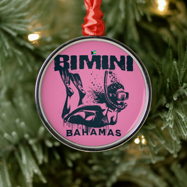 Bahamas Souvenir Gift: Bimini Bahamas Snorkeling Julgransprydnad Metall (Träd)