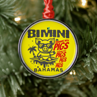 Bahamas Souvenir Gift: Bimini Bahamas Swimming Gri Julgransprydnad Metall