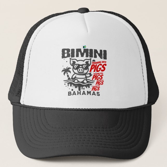 Bahamas Souvenir Gift: Bimini Bahamas Swimming Gri Keps (Framsida)