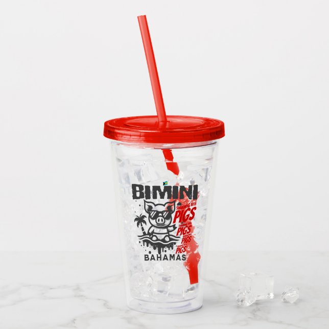 Bahamas Souvenir Gift: Bimini Bahamas Swimming Gri Take Away Mugg (Framsida Ice)