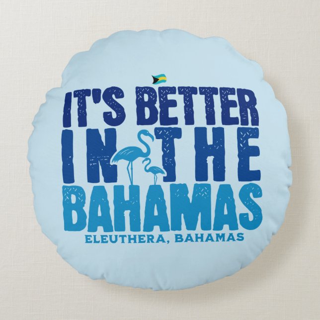 Bahamas Souvenir Gift: Eleuthera Bahamas Cruise Rund Kudde (Framsidan)