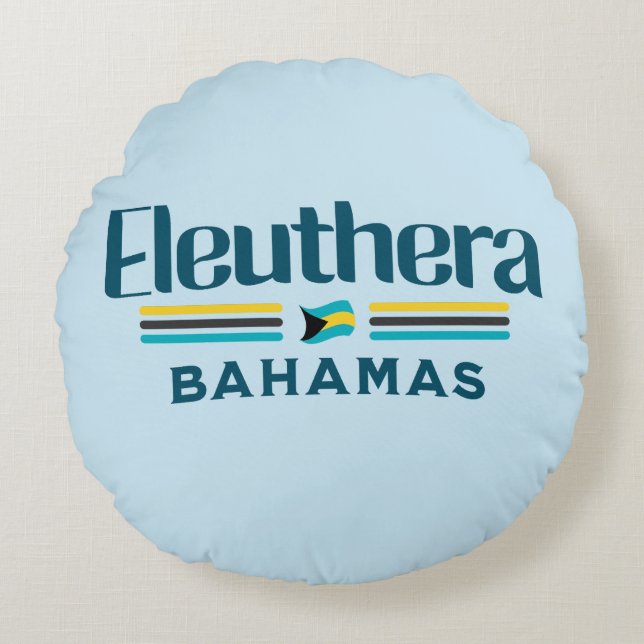 Bahamas Souvenir Gift: Eleuthera Bahamas Flagga Rund Kudde (Framsidan)