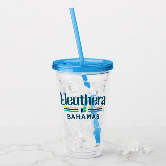 Bahamas Souvenir Gift: Eleuthera Bahamas Flagga Take Away Mugg (Framsida Ice)