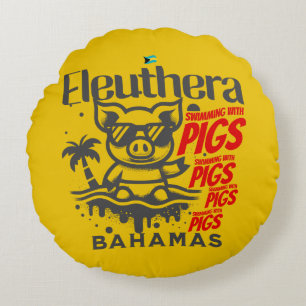Bahamas Souvenir Gift: Eleuthera Bahamas Grisar Rund Kudde