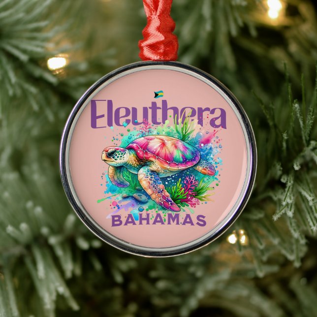Bahamas Souvenir Gift: Eleuthera Bahamas Turtle Julgransprydnad Metall (Träd)