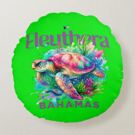 Bahamas Souvenir Gift: Eleuthera Bahamas Turtle Rund Kudde