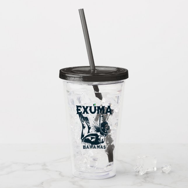 Bahamas Souvenir Gift: Exuma Bahamas Dive Take Away Mugg (Framsida Ice)