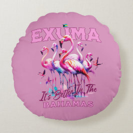 Bahamas Souvenir Gift: Exuma Bahamas Flamingo Rund Kudde