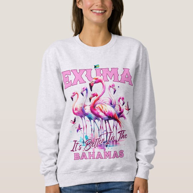 Bahamas Souvenir Gift: Exuma Bahamas Flamingo T Shirt (Framsida)