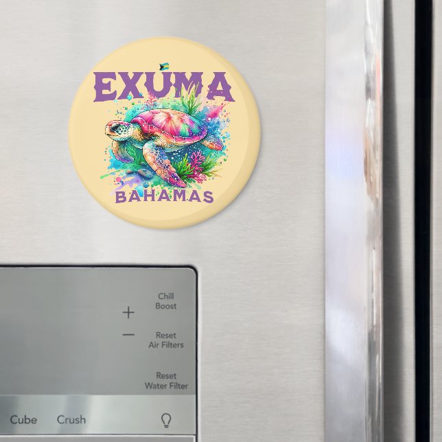 Bahamas Souvenir Gift: Exuma Bahamas Sea Turtle Magnet (In Situ (Fridge))