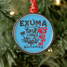 Bahamas Souvenir Gift: Exuma Bahamas Swimming Gris Julgransprydnad Metall