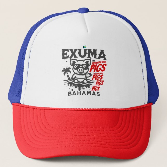 Bahamas Souvenir Gift: Exuma Bahamas Swimming Gris Keps (Framsida)