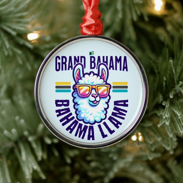 Bahamas Souvenir Gift: Grand Bahama Bahamas Llama Julgransprydnad Metall (Träd)
