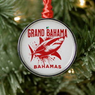 Bahamas Souvenir Gift: Grand Bahama Bahamas Shark Julgransprydnad Metall