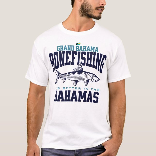 Bahamas Souvenir Gift: Grand Bahama Bonefishing T Shirt (Framsida)