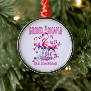 Bahamas Souvenir Gift: Grand Bahama Flamingo Bird Julgransprydnad Metall