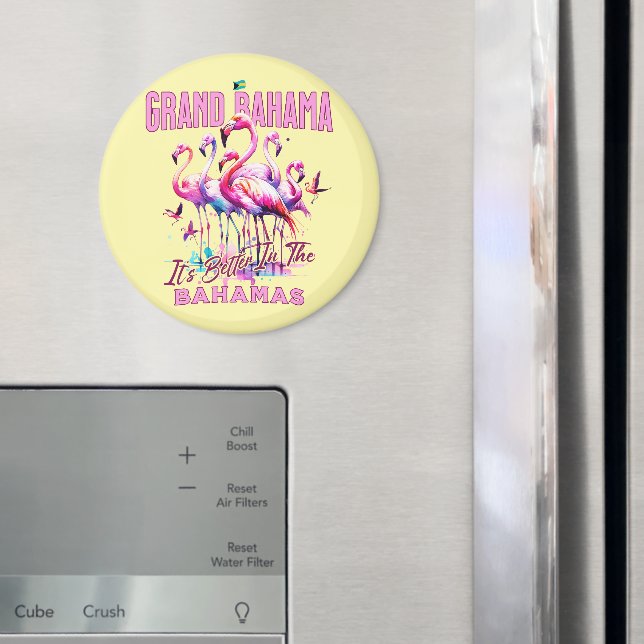 Bahamas Souvenir Gift: Grand Bahama Flamingo Bird Magnet (In Situ (Fridge))