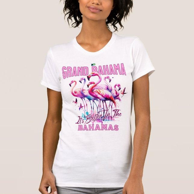 Bahamas Souvenir Gift: Grand Bahama Flamingo Bird T Shirt (Framsida)