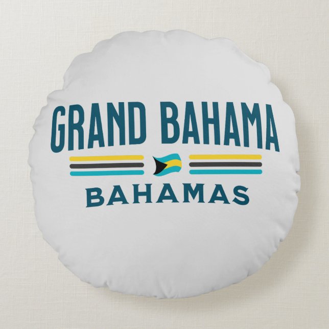 Bahamas Souvenir Gift: Grand Bahama Independence Rund Kudde (Framsidan)