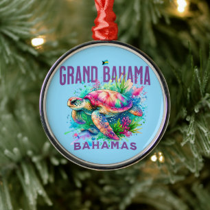 Bahamas Souvenir Gift: Grand Bahama Sea Turtle Julgransprydnad Metall