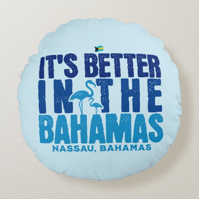 Bahamas Souvenir Gift: Nassau Bahamas Cruise Rund Kudde (Framsidan)
