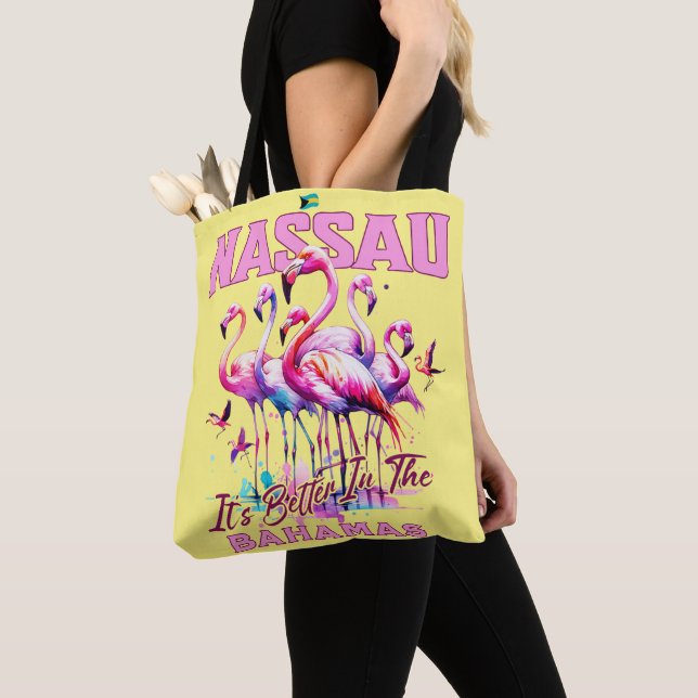 Bahamas Souvenir Gift: Nassau Bahamas Flamingo Tygkasse (Närbild)