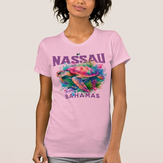 Bahamas Souvenir Gift: Nassau Bahamas Sea Turtle T Shirt (Framsida)