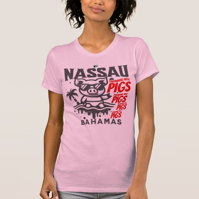 Bahamas Souvenir Gift: Nassau Bahamas Swimming Gri T Shirt (Framsida)