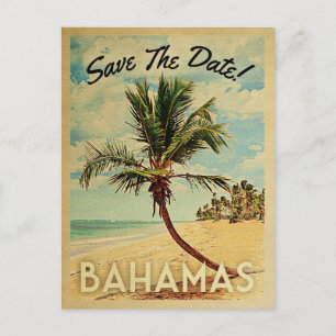 Bahamas Spara Datum Vintage Strand Palmtree Meddelande Vykort