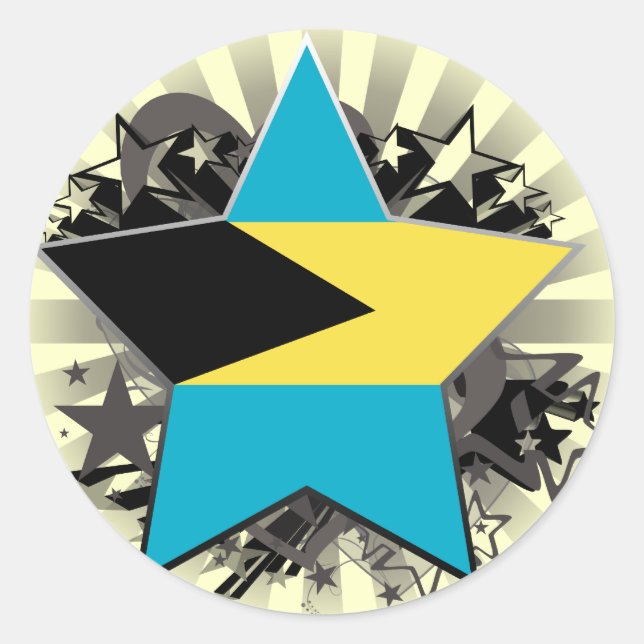 Bahamas stjärna runt klistermärke (Framsida)