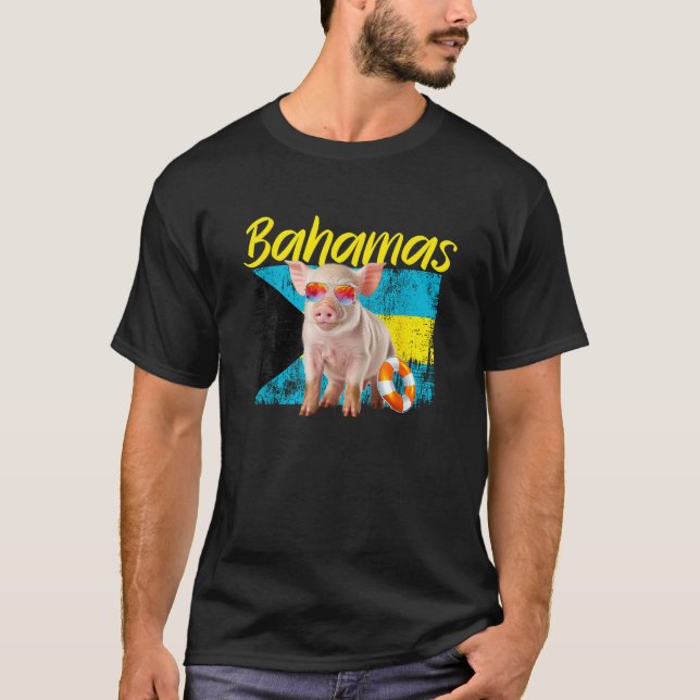 Bahamas Swimming Gris Summer Vacation Beach Souven T Shirt (Framsida)