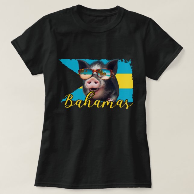Bahamas Swimming Grisar - Exuma Gris Beach Äventyr T Shirt (Design framsida)