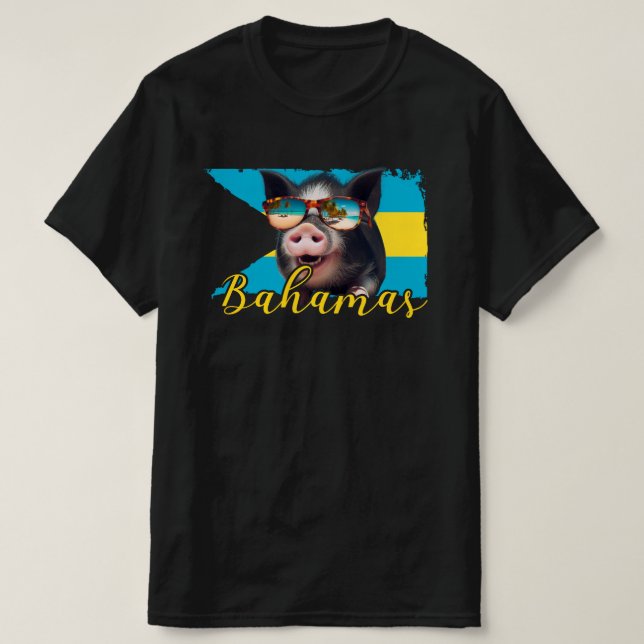 Bahamas Swimming Grisar - Exuma Gris Beach Äventyr T Shirt (Design framsida)