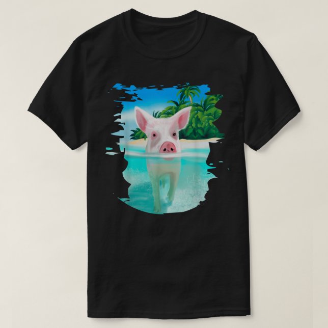 Bahamas Swimming Grisar Gris Simma Beach Helgdagar T Shirt (Design framsida)