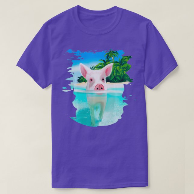 Bahamas Swimming Grisar Gris Simma Beach Helgdagar T Shirt (Design framsida)