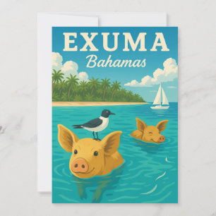 Bahamas Swimming Grisar Tropical Beach Exuma 2025 Inbjudningar