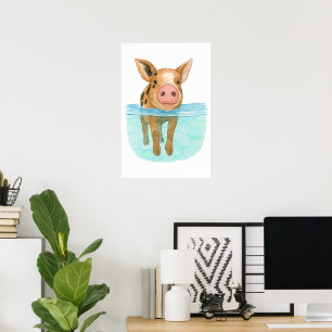 Bahamas Swimming Grisar Wall Art Helgdag Gift Poster