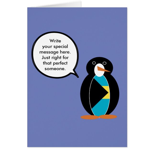 Bahamas Talking Penguin Hälsningskort (Framsidan)